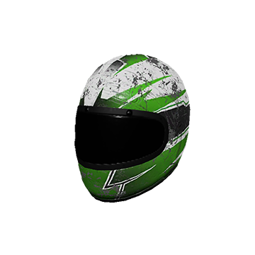 Green and White Racing Helmet